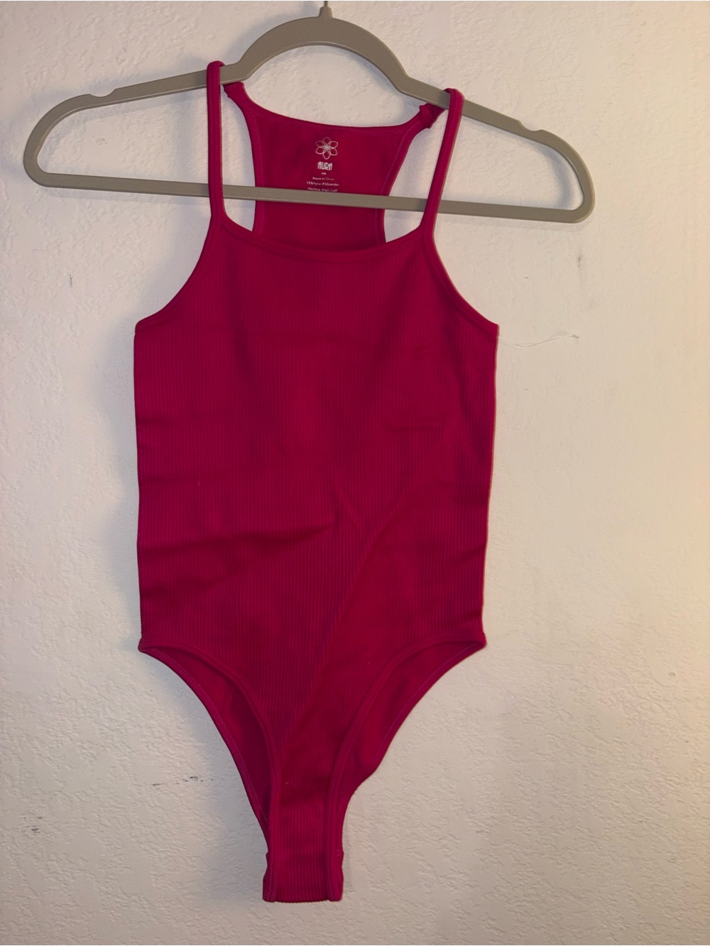 Aura Hot Pink Ribbed Girls' One-Piece Bodysuit